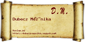 Dubecz Mónika névjegykártya